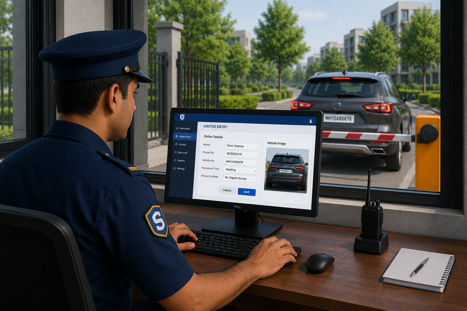 Guard Enters Visitor Details